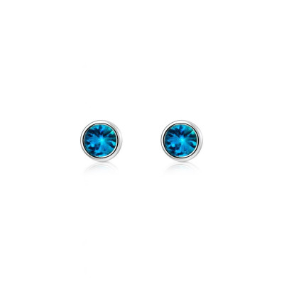 BO Argent Oxyde Bleu Rond 3mm Serti Clos