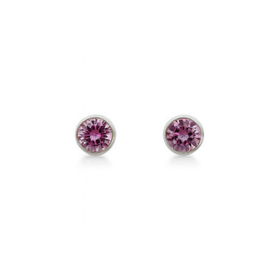 BO Argent Oxyde Rose Rond 4.5mm Serti Clos