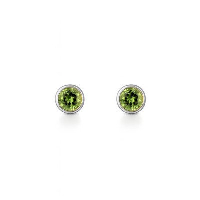 BO Argent Oxyde Vert Rond 3mm Serti Clos