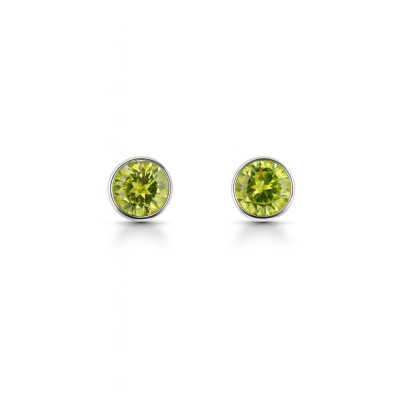 BO Argent Oxyde Vert Rond 4.5mm Serti Clos