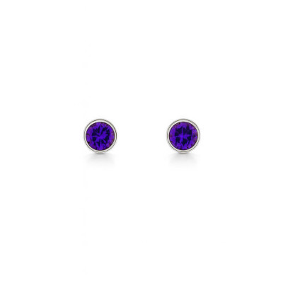 BO Argent Oxyde Violet Rond 3mm Serti Clos