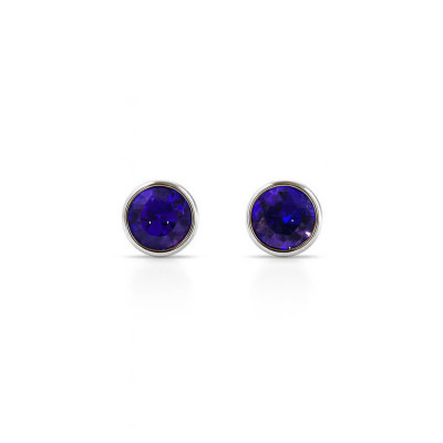 BO Argent Oxyde Violet Rond 4.5mm Serti Clos