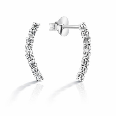 Boucle d'oreilles puces Argent 925 Barre d'oxydes de zirconium