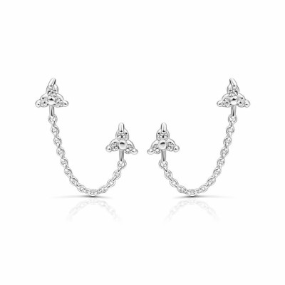 Boucles d'oreilles 2 trous avec chaînette Argent 925