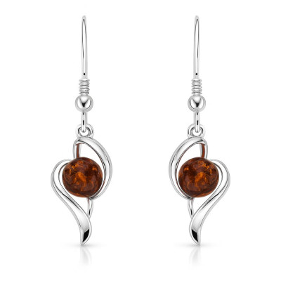 Boucles d'oreilles Ambre Boule 7mm et Argent 925