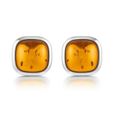 Boucles d'oreilles Ambre Coussin et Argent 925