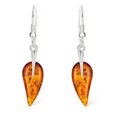 Boucles d'oreilles Ambre goutte et Argent 925