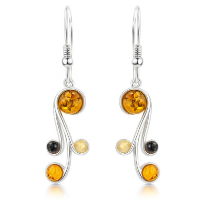 Boucles d'oreilles Ambre Multicolore et Argent 925