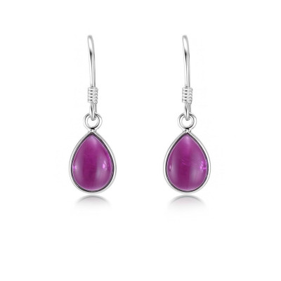 Boucles d'oreilles Améthyste cabochon poire 10x7mm