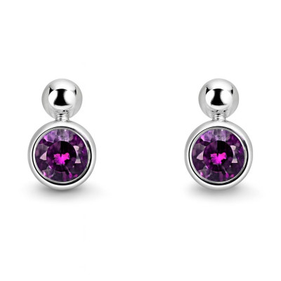 Boucles d'oreilles Améthyste Serti Clos en Argent 925