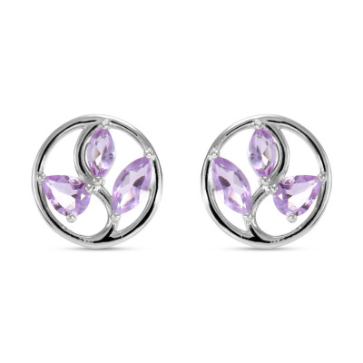 Boucles d'oreilles Arbre de Vie Argent et Améthyste