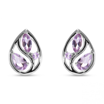 Boucles d'oreilles Arbre de Vie Argent et Améthyste