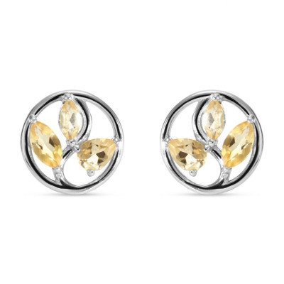 Boucles d'oreilles Arbre de Vie Argent et Citrine