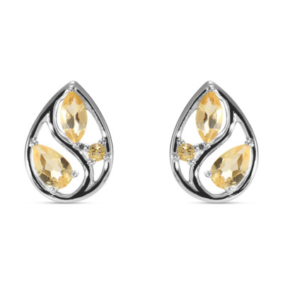 Boucles d'oreilles Arbre de Vie Argent et Citrine