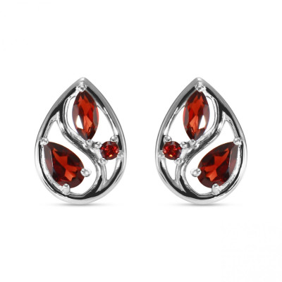 Boucles d'oreilles Arbre de Vie Argent et Grenat