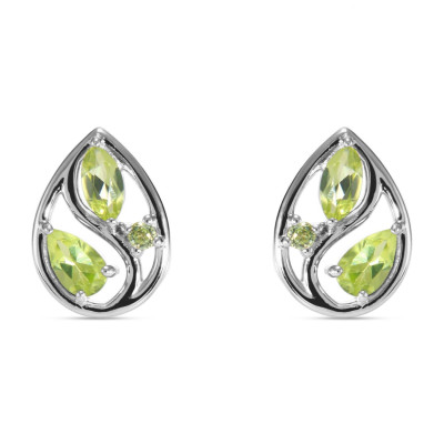 Boucles d'oreilles Arbre de Vie Argent et Péridot