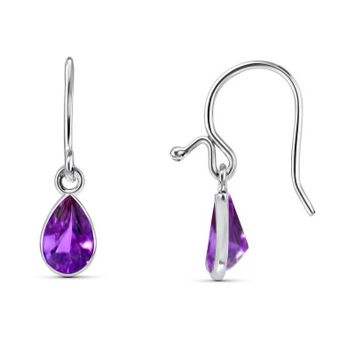 Boucles d'oreilles Argent 925 Améthyste  taille poire 7x5mm