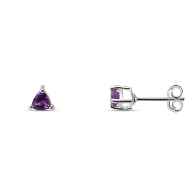 Boucles d'oreilles Argent 925 Améthyste trillion 4mm