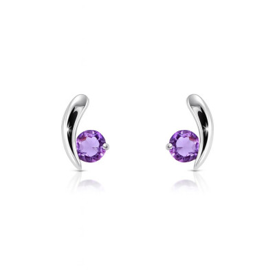 Boucles d'oreilles Argent 925 Améthyste Virgule