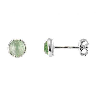 Boucles d'oreilles Argent 925  Aventurine Ronde facettée 5mm