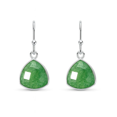Boucles d'oreilles Argent 925 Aventurine Triangulaire  10x10mm