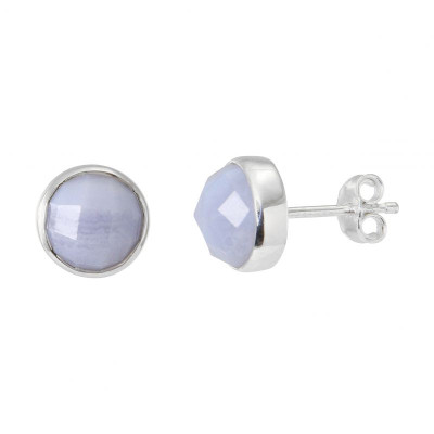 Boucles d'oreilles Argent 925 Calcédoine facettée 7mm