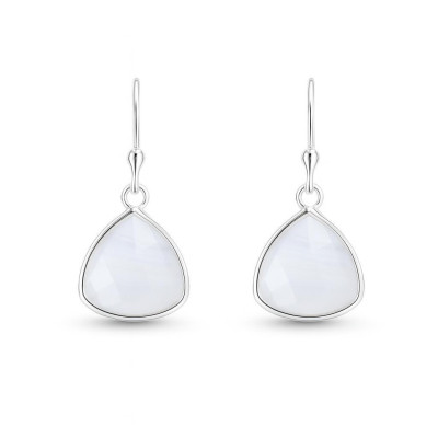 Boucles d'oreilles Argent 925 et Calcédoine Triangulaire 10x10mm