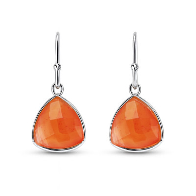 Boucles d'oreilles Argent 925 et Cornaline  Triangulaire 10x10mm