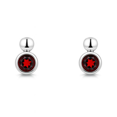 Boucles d'oreilles Argent 925 Grenat 4mm