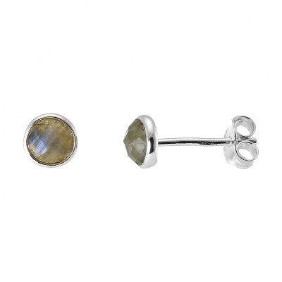 Boucles d'oreilles Argent 925  Labradorite Ronde facettée 5mm