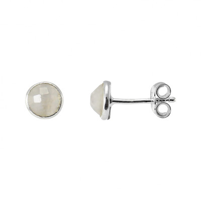 Boucles d'oreilles Argent 925  Labradorite Ronde facettée 5mm