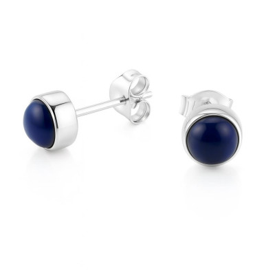 Boucles d'oreilles Argent 925 Lapis lazuli Cabochon 6mm