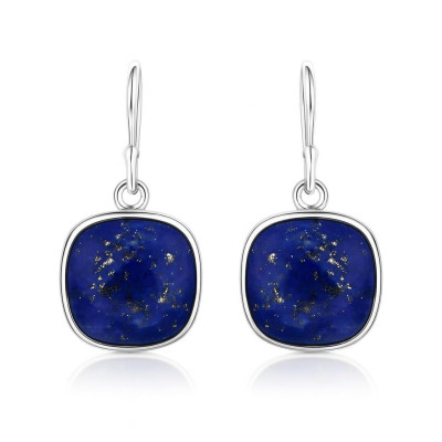 Boucles d'oreilles Argent 925 Lapis lazuli Coussin 10x10mm