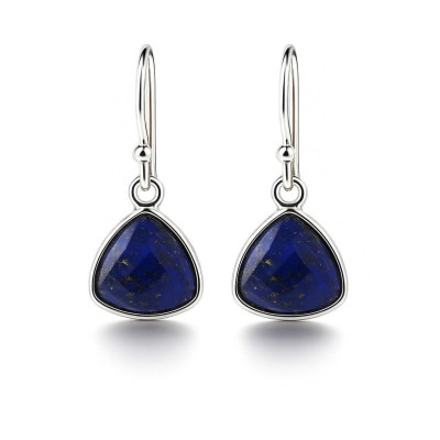 Boucles d'oreilles Argent 925 Lapis lazuli  Triangulaire 10x10mm