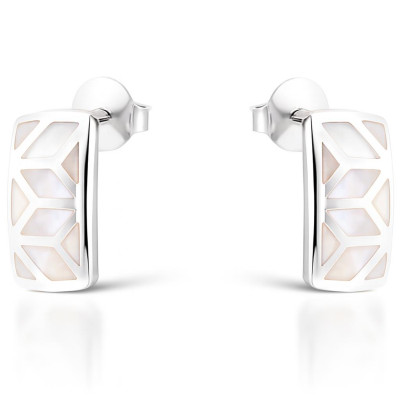 Boucles d'oreilles Argent 925 Nacre Blanche Motif