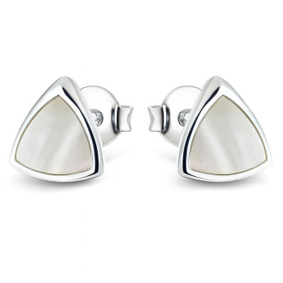 Boucles d'oreilles Argent 925 Nacre Blanche Triangulaire