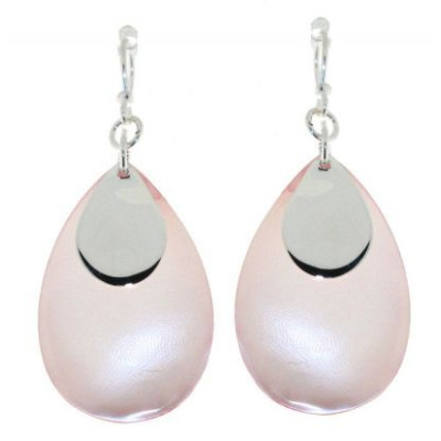 Boucles d'oreilles Argent 925 Nacre Rose pendantes