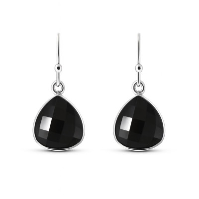Boucles d'oreilles Argent 925 Onyx  Triangulaire 10x10mm
