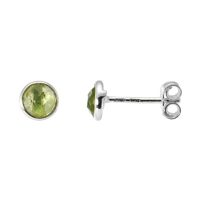 Boucles d'oreilles Argent 925  Péridot Rond facetté 5mm