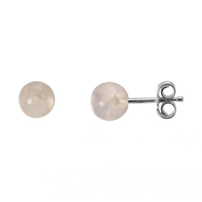 Boucles d'oreilles Argent 925 Quartz Rose Boules 6mm