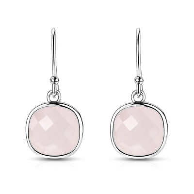 Boucles d'oreilles Argent 925 Quartz rose Coussin 10x10mm