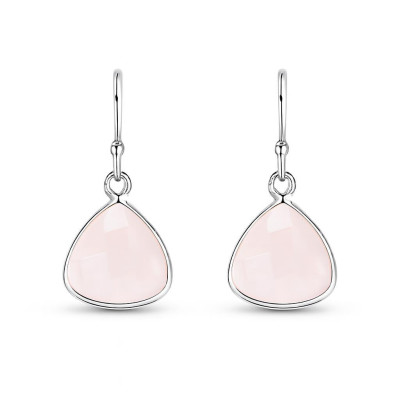 Boucles d'oreilles Argent 925 Quartz rose Triangulaire 10x10mm