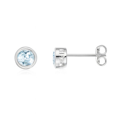 Boucles d'oreilles Argent 925 Topaze Bleue traitée 5mm