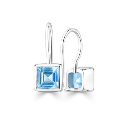 Boucles d'oreilles Argent 925 Topaze Bleue traitée pendantes