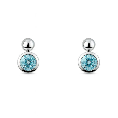 Boucles d'oreilles Argent 925 Topaze Bleue Traitée Ronde 4mm
