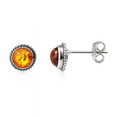Boucles d'oreilles Argent  Ambre Cerclé