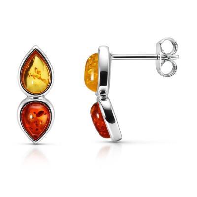Boucles d'oreilles Argent Ambre Cognac et Miel