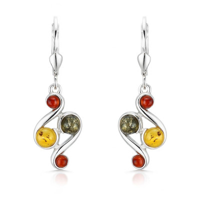 Boucles d'oreilles Argent  Ambre Multicolore
