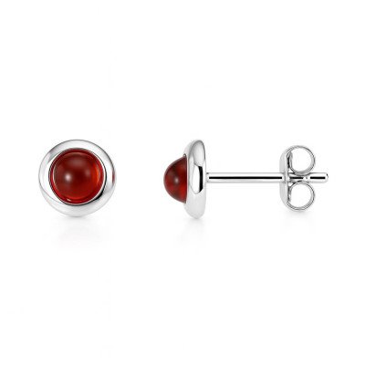 Boucles d'oreilles Argent  Ambre Rond 4mm