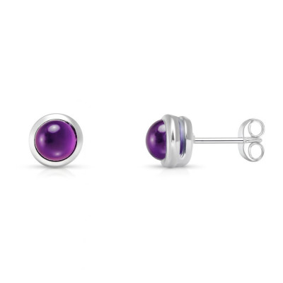 Boucles d'oreilles Argent Améthyste Cabochon